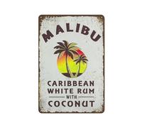 Retro Metal Tin Sign Retro Poster Wall Decor Sign Tin Sign Vintage Chic Art Decoration Poster Malibu Rum for Home Bar Cafe Farm Store Garage Kitchen Club Summer Door Decor 8"x12"
