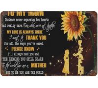 Retro Metal Tin Sign Sunflower Happy to My Mom I Want to Thank You for All The Ways You've Cared Please Know You are The World Love Your Daughter Birthday Gift for Mom 8x12inch