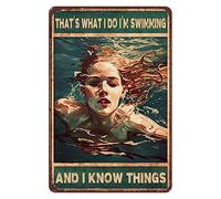 Retro Metal Tin Sign Swimming Signs Feminine Imagery Aesthetic Room Decor Club Swimming For Home Club DecorLiving Room Spirited Movement Posters 8x12 in