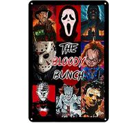 Retro Metal Tin Sign The Bloody Bunch Poster, Classic Horror Movie Characters Horror Fan Art, Halloween Wall Art,Vintage Wall Decor for Home,Street,Bars,Restaurants,Cafes, Pubs Sign Gift 12 X 8 Inch