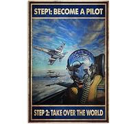 Retro Metal Tin Sign TIN Sign Become A Pilot Take Over The World Hippie Soul Tin Sign Poster Vintage Metal Signs for Bar Music Club Man Cave Room Wall Decor 8x12 Inch