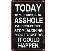 Retro Metal Tin Sign Today I'M Not Gonna Be An .I'M Gonna Be Nice.Stop Laughing You ers,It Could Happen Wall Art Decor