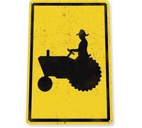 Retro metal tin sign tractor crossing sign funny home cave garage bar wall decoration vintage metal sign 8×12 INCH