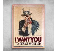 Retro Metal Tin Sign U.S. President Donald Trump I Want You To Resist Workeism Metal Aluminum Tin Sign Beer Retro Vintage Decor Metal Tin Wall Stickers 8x12 inch
