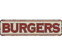 Retro Metal Tin Sign Vintage - Best in Town Hamburgers - Aluminum Sign for Home Restaurant Kitchen Burger Bar Coffee Wall Decor Art 4x16 Inch