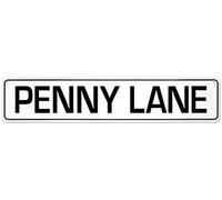 Retro Metal Tin Sign Vintage Penny Lane Aluminum Sign for Home Coffee Wall Decor 4x16 Inch