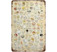 Retro Metal Tin Sign Vintage Signs Cheeses Of The World Poster Wall Art Vintage Wall Decor Retro Art Tin Sign Funny Decorations For Home Bar Pub Cafe Farm Room Metal Poster 8x6 Inch