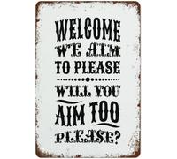 Retro Metal Tin Sign Vintage Signs Funny Bathroom Signs We Aim to Please Bathroom Poster Vintage Wall Decor Tin Sign Funny Decorations for Home Cafes Office Store Pubs Club Metal Poster 8x12 Inch