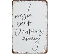 Retro Metal Tin Sign Vintage Signs Wash Your Worries Away Sign Bathroom Sign Bathroom Wall Art Vintage Wall Decor Tin Sign Funny Decorations for Home Bar Pub Cafe Farm Room Metal Poster 8x12 Inch