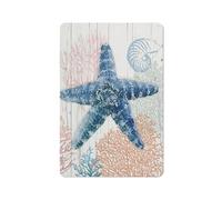 Retro Metal Tin Sign Vintage Starfish Wall Decor Art Print Painting 12'' X 16'' Rustic Coastal Cottage Ocean Nautical Themed Poster Decoration Artwork For Home Bedroom Bathroom 1 Panel 5.5X8 Inch