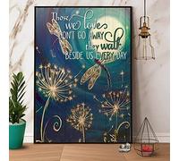 Retro Metal Tin Sign Wall Decoration Dragonfly & Dandelion Those We Love Don't Go Away Best Farmhouse Decor Gift Vintage Chic Metal Poster Retro Bar Wall Art 8x12 Inch