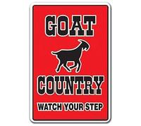 Retro Metal Tin Sign Wall Tin Sign Vintage Metal Sign Goat Country Farm Animals Watch Your Step Redneck Parking Outdoor Yard Safety Sign Man Cave Decor 8x12 Inch