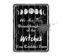 Retro Metal Tin Sign We Are The Granddaughters of The Witches You Couldn't Burn Sign Halloween Witch Prints Wall Art Vintage Lunar Eclipse Picture 12x16 Inch