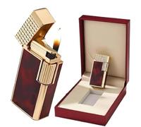 Retro metal windproof kerosene lighter, side slide ignition, suitable for barbecue, candles, outdoor, men's gift(C)
