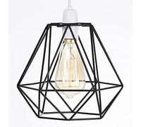 Retro Metal Wire Basket Cage Pendant Light - Vintage Industrial Style - Easy Fit Black