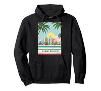 Retro Miami Beach Vibes with Palms and Art Deco Beneath Sun Pullover Hoodie
