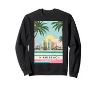 Retro Miami Beach Vibes with Palms and Art Deco Beneath Sun Sweatshirt