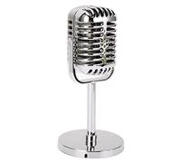 Retro Microphone Props,Vintage Microphone Model Exquisite Electroplated Silver for Photo Prop