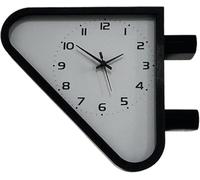 Retro Mid Century Double Sided Station Clock, Vintage Industrial Wall Clock, Triangle Shape Dual-Sided Hanging Clock for Outdoor Decorative Art Antique Decor Living Room Office Hallway (Black)