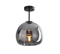 Retro Mid Century Modern Ceiling Light Fixture Semi Flush Mount Round Globe Lamp Amber Smoke Glass Design for Hallway Corridor Entryway Lighting