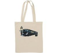 Retro Midnight Transit Train at Night Natural Cotton Tote Bag White