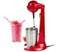 Retro Milkshake Maker 100W Bladeless Milk Frother 500ml Cup | Bladeless retro milkshake maker with 100W motor, 500ml cup, 2 speeds(Red)