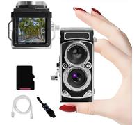 Retro Mini Camera, 1080p FHD Video, HD Autofocus, Portable SLR Retro SLR Vintage Mini Digital Camera, 12MP Vintage with, FHD Vlogging for Kids, Teens & Adults with(32G Card)