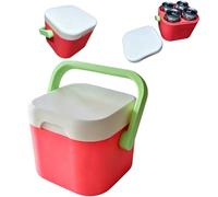 Retro Mini Cooler | 3D-Printed Limited Edition, Vintage Style Beverage Carrier, Insulated Drink Carrier Bag with Handle for Beach Boat Tailgate BBQ Pool Party (White and Pink)