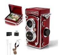 Retro Mini Digital Camera, Vintage Digital Twin-Lens Camera 1080P FHD Video 48MP Photos Autofocus Mini Vlogging Camera with 1.54" LCD Screen, with 32GB Memory Card, Night Vision Function (Red)