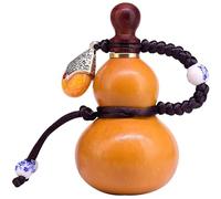 Retro Mini Gourd Bottle 3 Inch, Bee-Waxed Leakproof with Handwoven String for Phone Charm Decoration Liquor Container Pill Storage