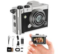 Retro Mini Keychain Camera -2K Mini Digital Camera, Metal Body, 200mAh Battery, Comes with 32GB Storage Card, Suitable for Daily Recording, Creative Gifts for Teenagers, Birthday Gifts (Black)