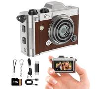 Retro Mini Keychain Camera -2K Mini Digital Camera, Metal Body, 200mAh Battery, Comes with 32GB Storage Card, Suitable for Daily Recording, Creative Gifts for Teenagers, Birthday Gifts (Brown)
