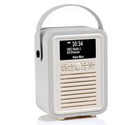 Retro Mini Portable Dab Radio Mains Powered - Digital Dab Radio Alarm Clock - Rechargeable Bluetooth Radio Battery Powered - Bedside FM, Dab+ Radios with Dual Alarms Battery Operated - Light Grey