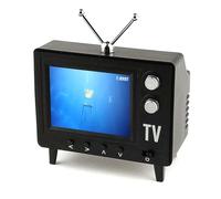 Retro Mini TV, 2.4 Inch Portable Tiny Vintage TV with 8gb Storage, Ips HD Screen & 1500mah Battery for Dollhouse Miniature Scenes, Black