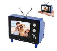 Retro Mini Work TV Toy,1:12 Scale Mini Work TV 8GB Memory Tiny Dollhouse Television Supports USB Playback and Headphone Jack, for DIY Scenes and Unique Collectible Gift (Blue)