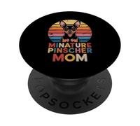 Retro Miniature Pinscher Mom PopSockets Adhesive PopGrip
