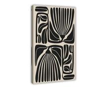 Retro Minimalist Abstract Beige-black Unisex Botanical Art Print Canvas Poster Bedroom Decor Landscape Office Room Decor Gift 08x12inch(20x30cm)