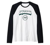 Retro Minimalist Aquarius Zodiac Sign Raglan Baseball Tee