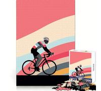 Retro Minimalist Cyclist 1000 Piece Jigsaw Puzzles for Adults Teenagers Skill Toy Soothing Fun Tight Edge Festival Gift (38x52cm)