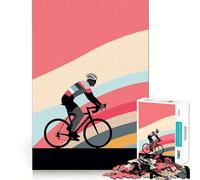 Retro Minimalist Cyclist Jigsaw 1000 Pieces for Teenagers Strengthen Memory Relaxing Fun Smooth Edge Santa Wish List (50x75cm)