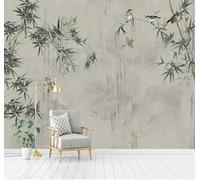 Retro Minimalist Hand Drawn Bamboo Flying Birds 3D Wallpaper Easy Install Feature Office Living Room Sofa Bedroom TV Background Wall Decoration-250cm×170cm