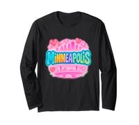 Retro Minneapolis Bridge and Skyline Pride Art Long Sleeve T-Shirt