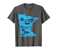 Retro Minnesota Map Loon MN State Bird Loon T-Shirt