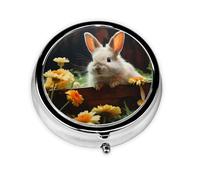 Retro Mirror Pill Box 3 Compartments Rabbit Flower Pill Box Small Pill Organizer for Wallet Pocket Decorative Metal Medicine Vitamin Gifts