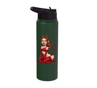 Retro Mischievous She Devil Girl Pinup Cartoon Art Stainless Steel Insulated Water Bottle