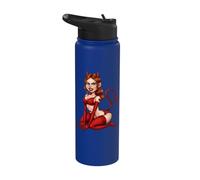 Retro Mischievous She Devil Girl Pinup Cartoon Art Stainless Steel Insulated Water Bottle