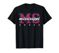 Retro Mississippi Cheer Pink Leopard Collegiate State Art T-Shirt