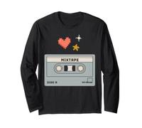 Retro Mixtape Cassette Pixel Art 90s Tech Throwback Long Sleeve T-Shirt