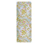 Retro Modern Floral Paisley Gold Turquoise Thin Anti-Slip Printed Non Slip Yoga Mat Natural Rubber Non-Slip with Bags for ejercicio 180x66cm 1mm