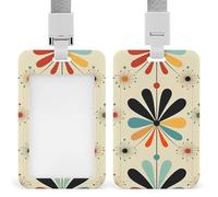 Retro Modern ID Badge Holder Durable ABS Plastic Card Case Protector with Lanyard, Push-Pull Slot, Stylish Lanyard ID Card Holders for Office Corporate Use